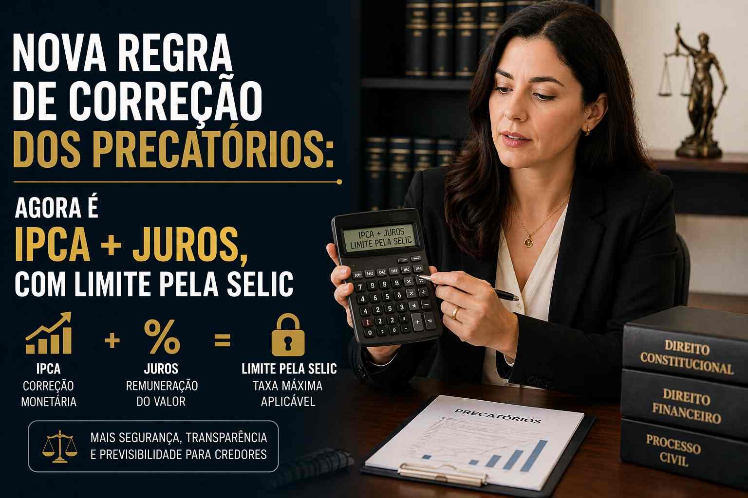 Nova regra de correção dos precatórios: agora é IPCA + juros, com limite pela Selic